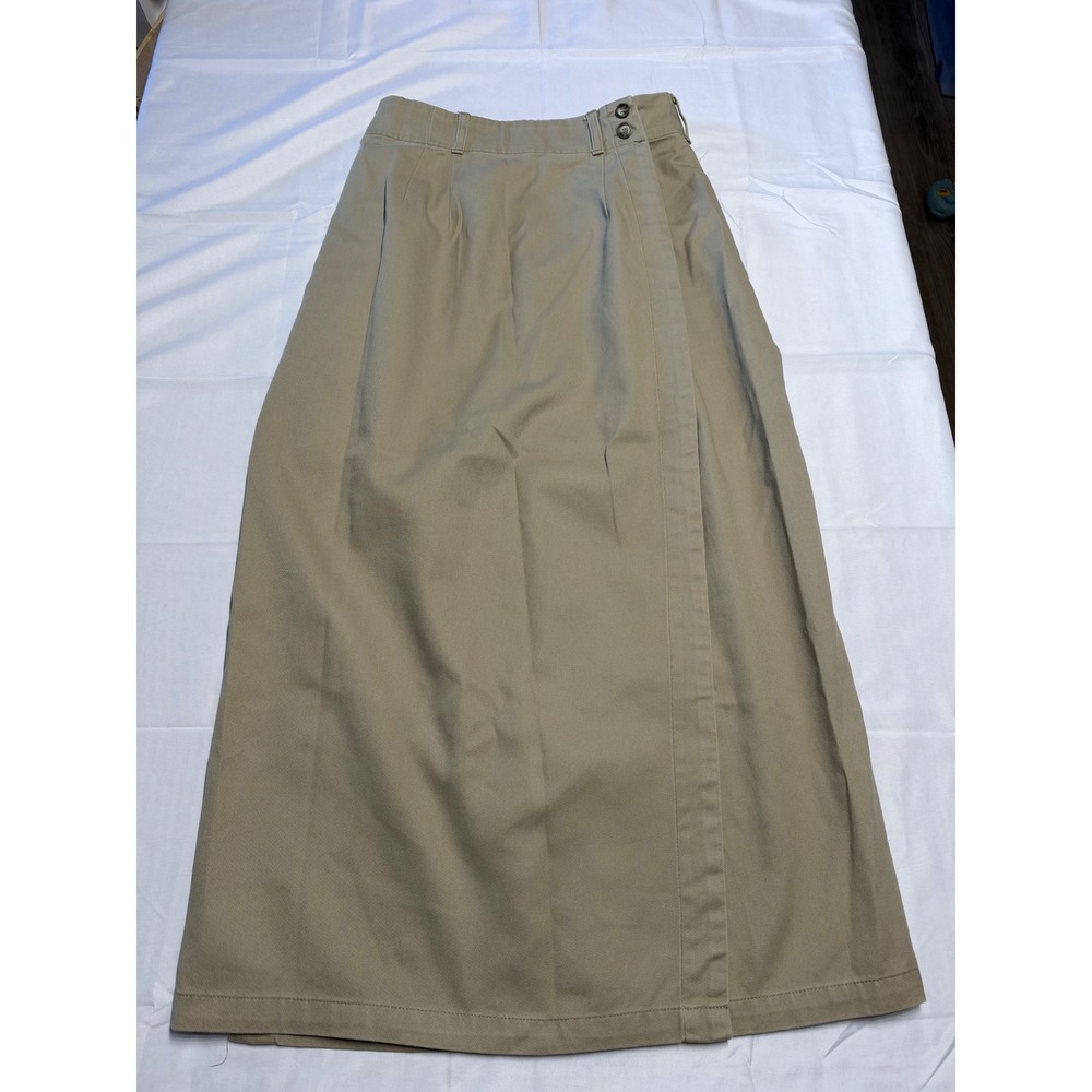 Woolrich Women's Size 10 Khaki Cotton Maxi Skirt Wrap Front Outdoor Utility